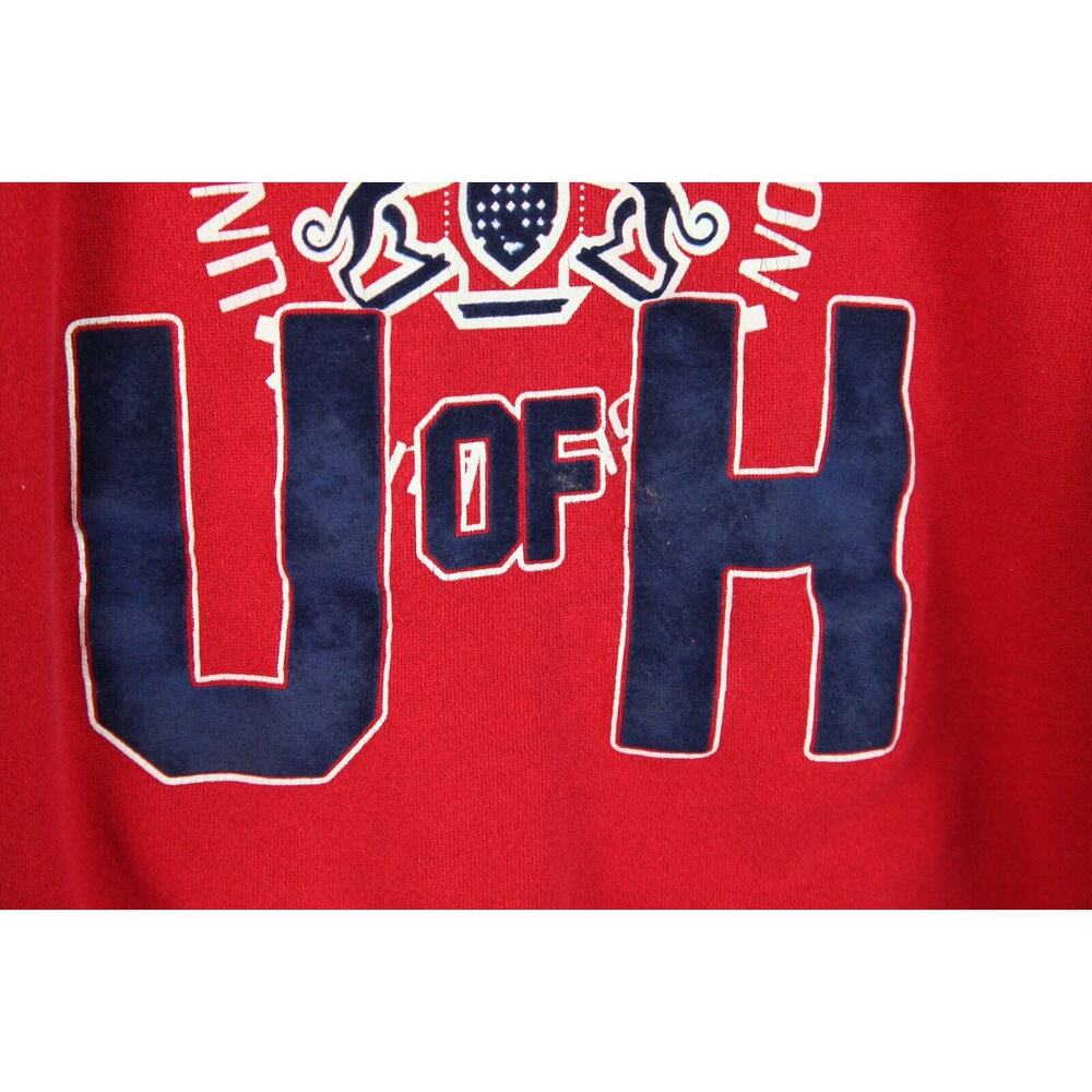 Vintage 60s 70s Artex University of Houston Flocked Sweatshirt Red S College - Picture 4 of 8